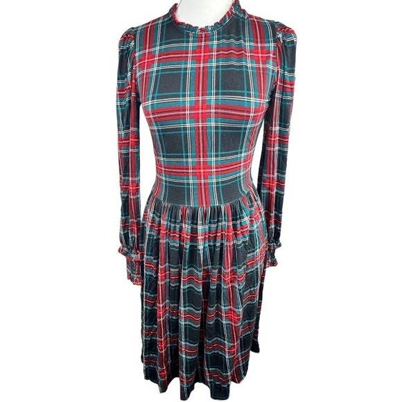 Draper James Kitty Dress Size S Georgia Plaid Belle Meade Black NWT - Picture 1 of 14